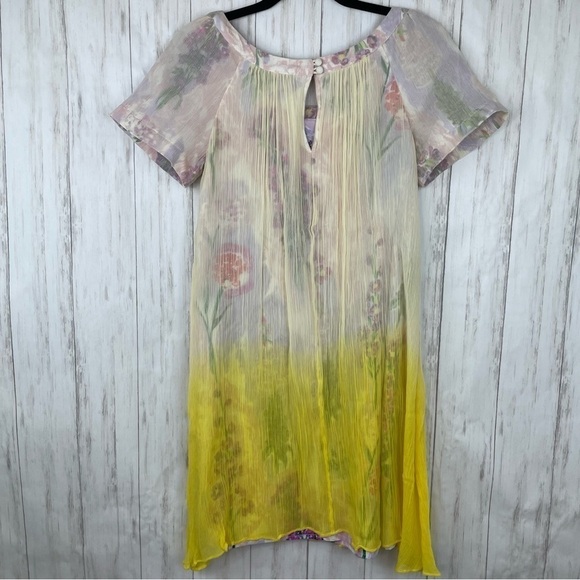 ANTHROPOLOGIE HD IN PARIS Dipped Chroma Swing Dress Floral Yellow size 0 - Picture 10 of 11